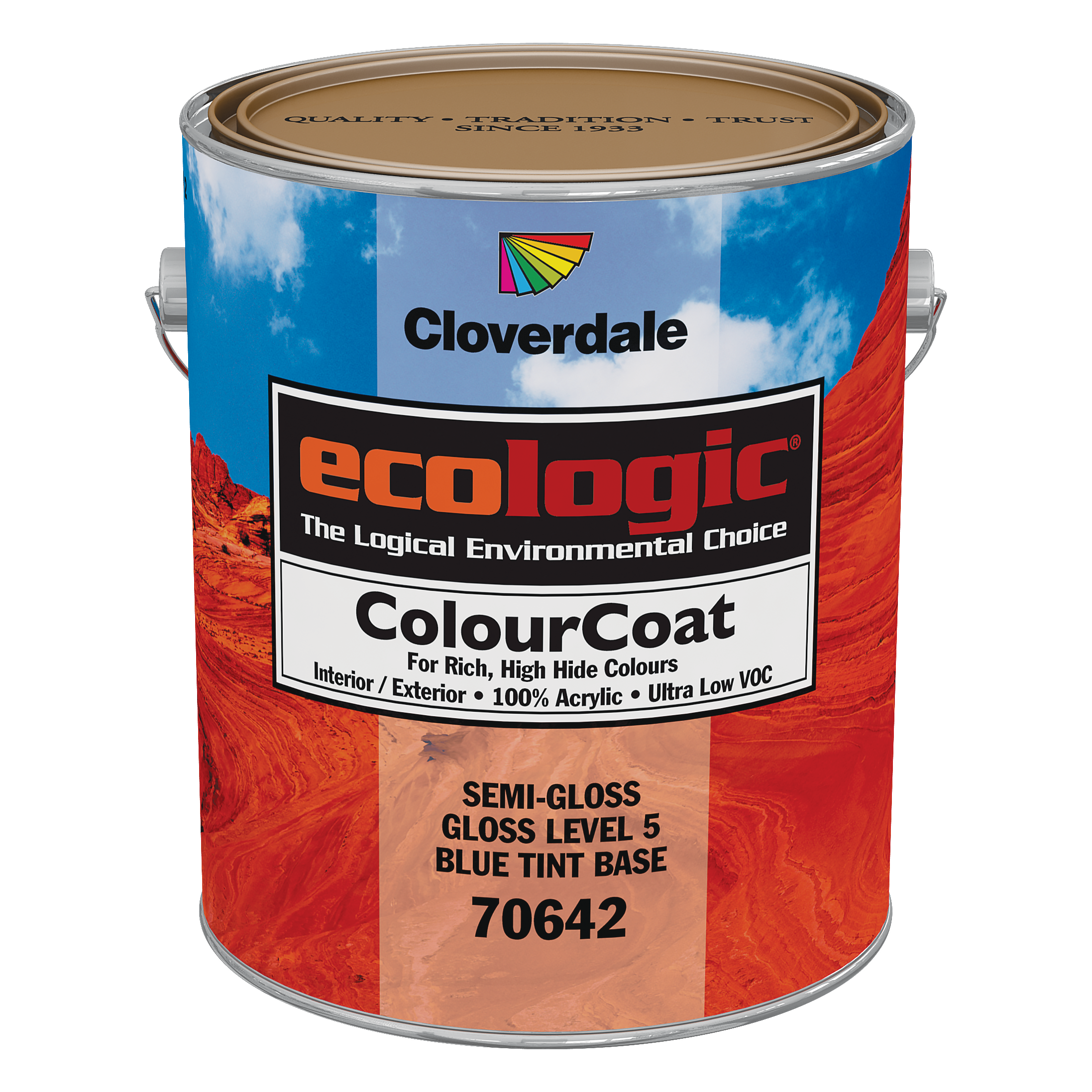 ColourCoat EcoLogic 100% Acrylic Interior/Exterior Paint 3.78L 70641 Semi-Gloss