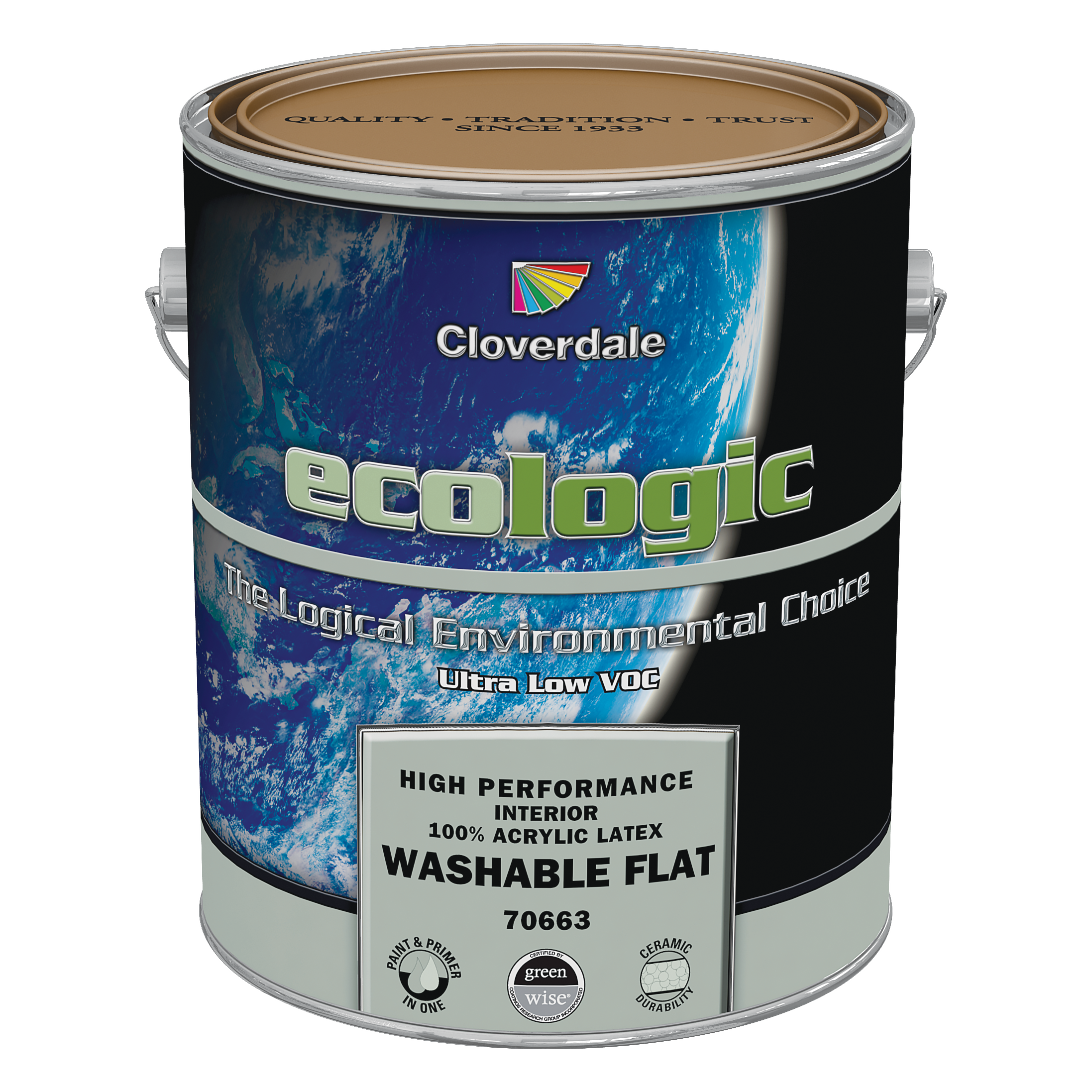 Peinture Intérieur/Extérieur 100% Acrylique EcoLogic Sans COV 70663 MAT LAVABLE