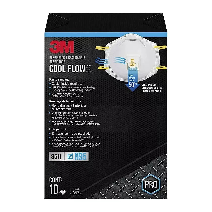 3M Cool Flow N95 Disposable Mask 8511 Box of 10 